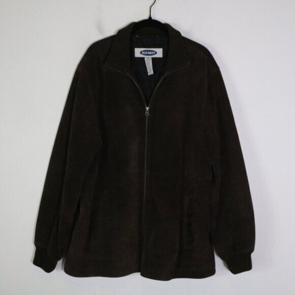 Vintage Y2K 2001 Old Navy Mens Chocolate Brown Suede Jacket Large Bomber Grunge - Picture 1 of 9